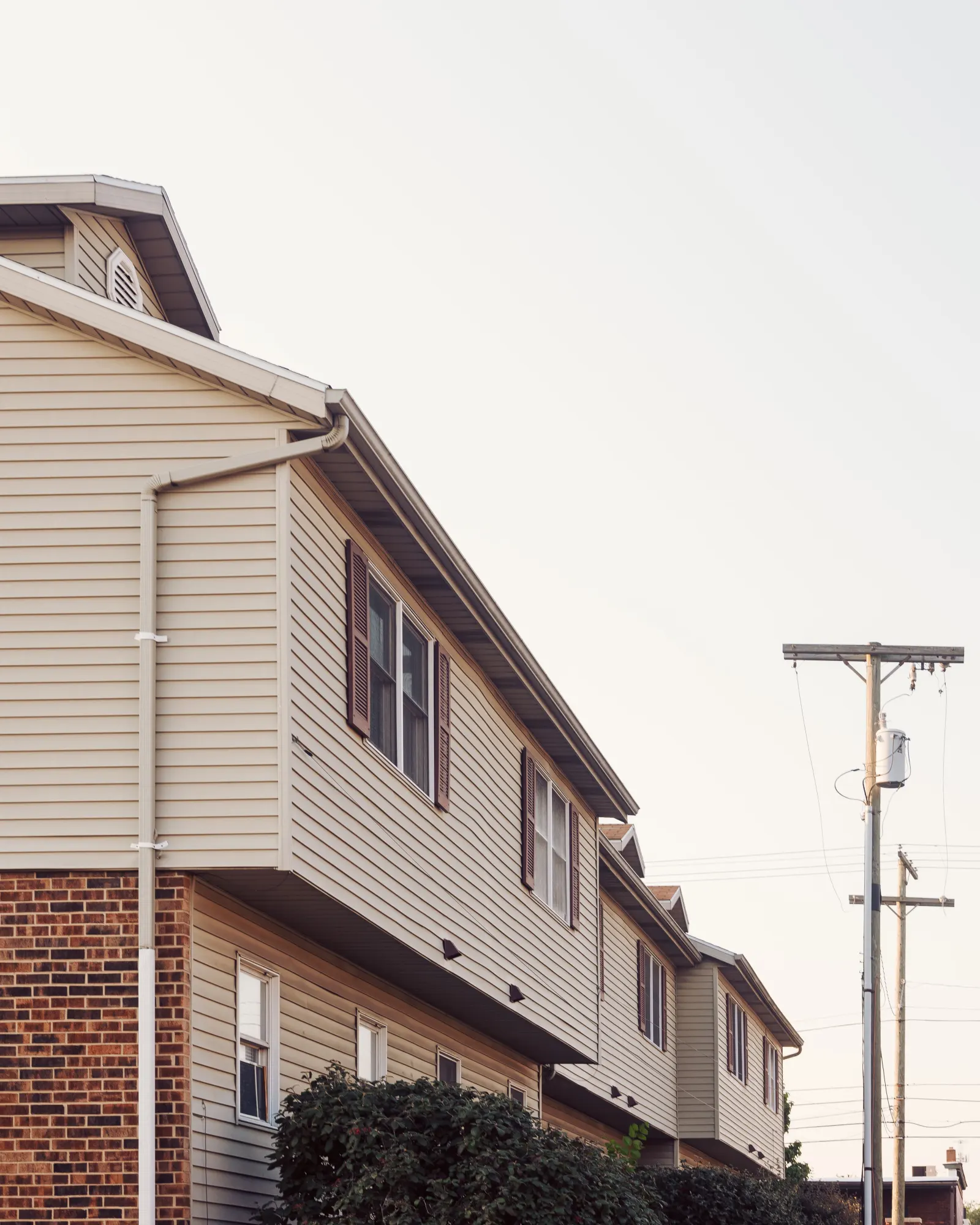 Existing two-story workforce apartment building with durable exterior materials